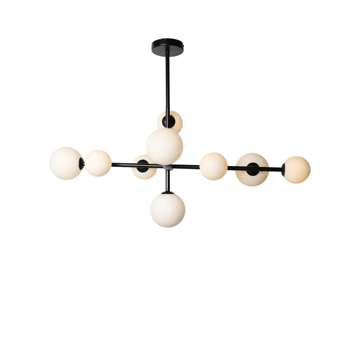 Hanglamp Sable – Roterend – 9 Lichtpunten – Opaal Glas Zwart – afbeelding 3