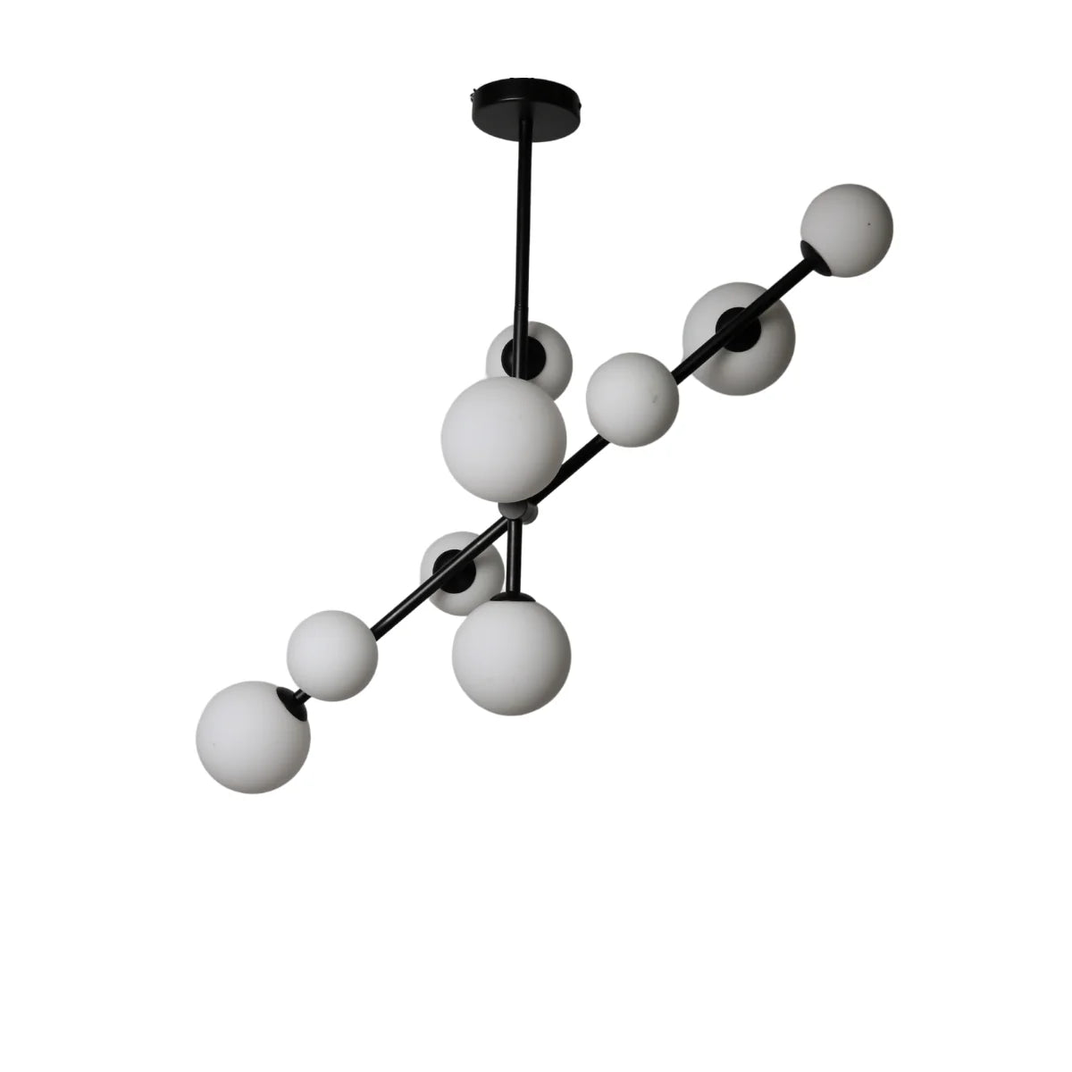 Hanglamp Sable – Roterend – 9 Lichtpunten – Opaal Glas Zwart – afbeelding 4