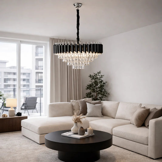 Hanglamp Selene – Kristal Chroom Zwart – Ø60 cm