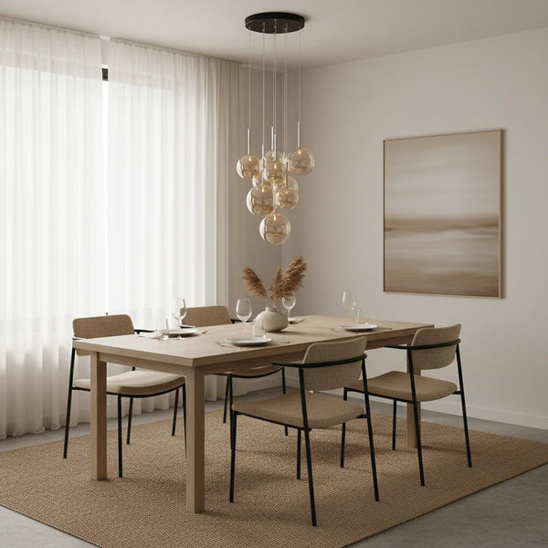 Hanglamp Seto – 9 Lichtpunten – Amber Glas