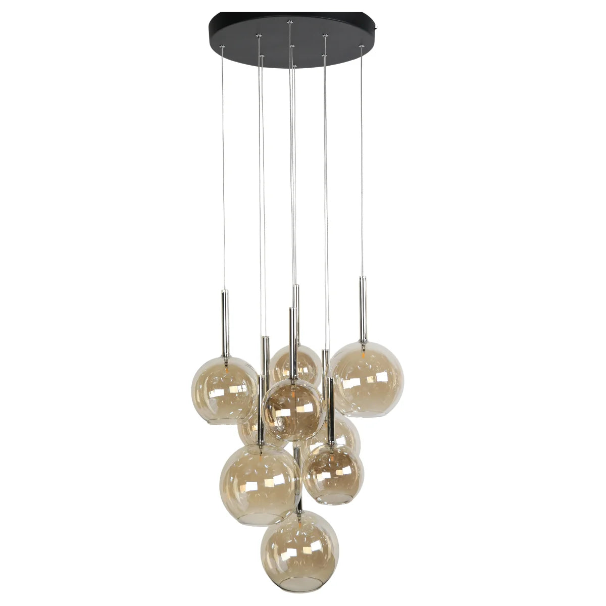 Hanglamp Seto – 9 Lichtpunten – Amber Glas – afbeelding 3