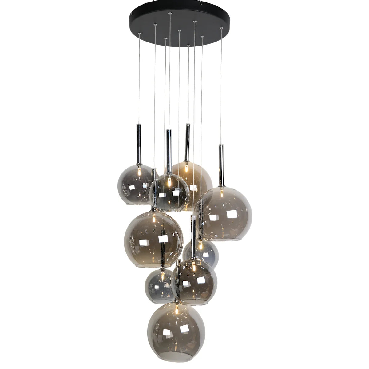 Hanglamp Seto – 9 Lichtpunten – Smoke Glas – afbeelding 2