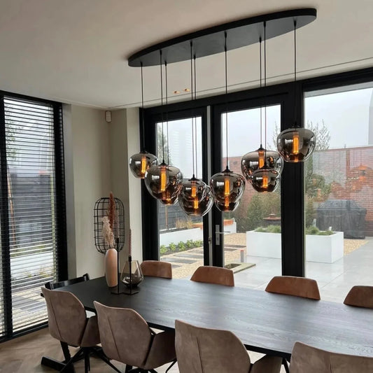 Hanglamp Sival – 10 Lichtpunten – Smoke Glas – Eettafel Ovaal