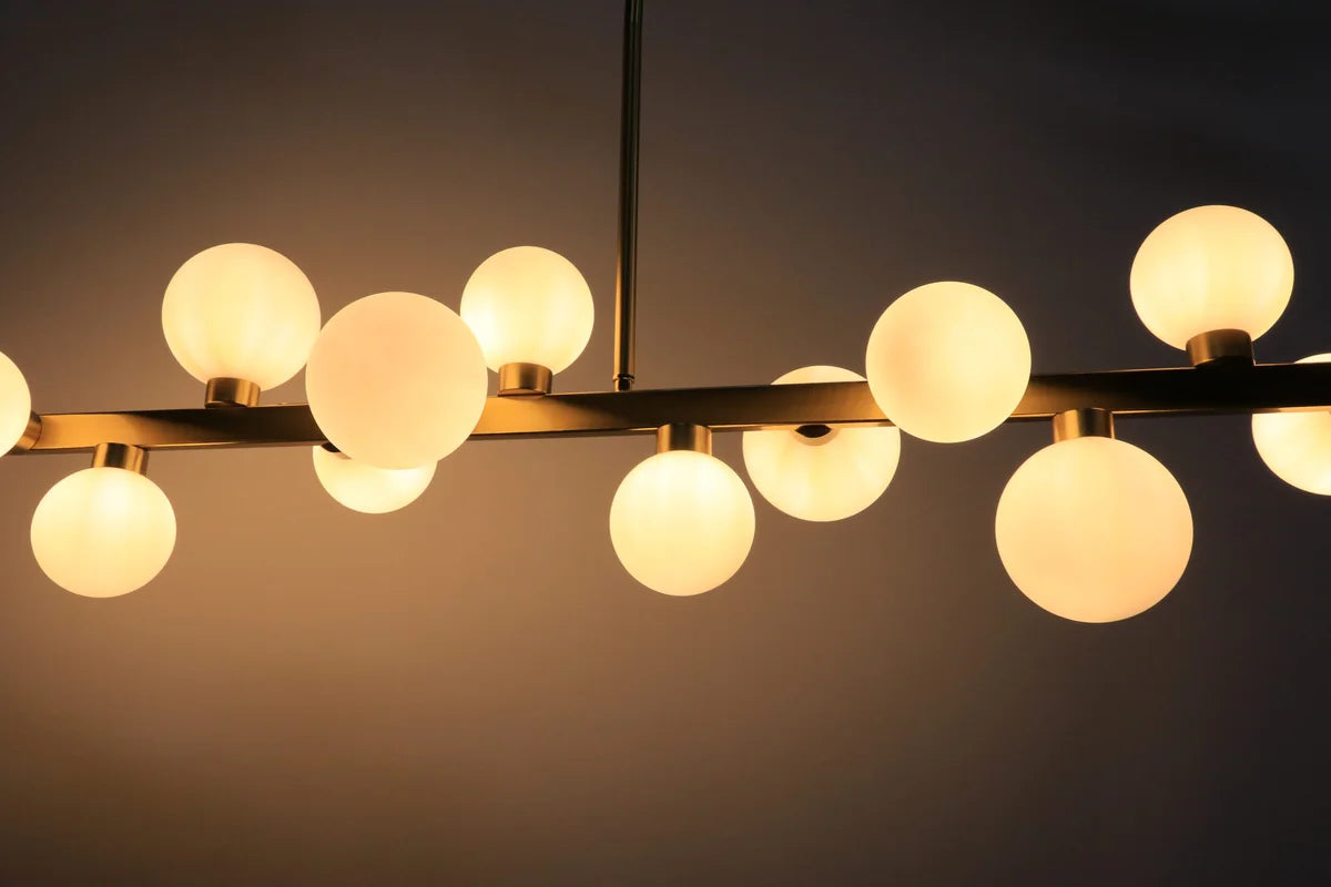 Hanglamp Skia – 12 Lichtpunten – Opaal Glas Brushed Gold – Eettafel – afbeelding 6