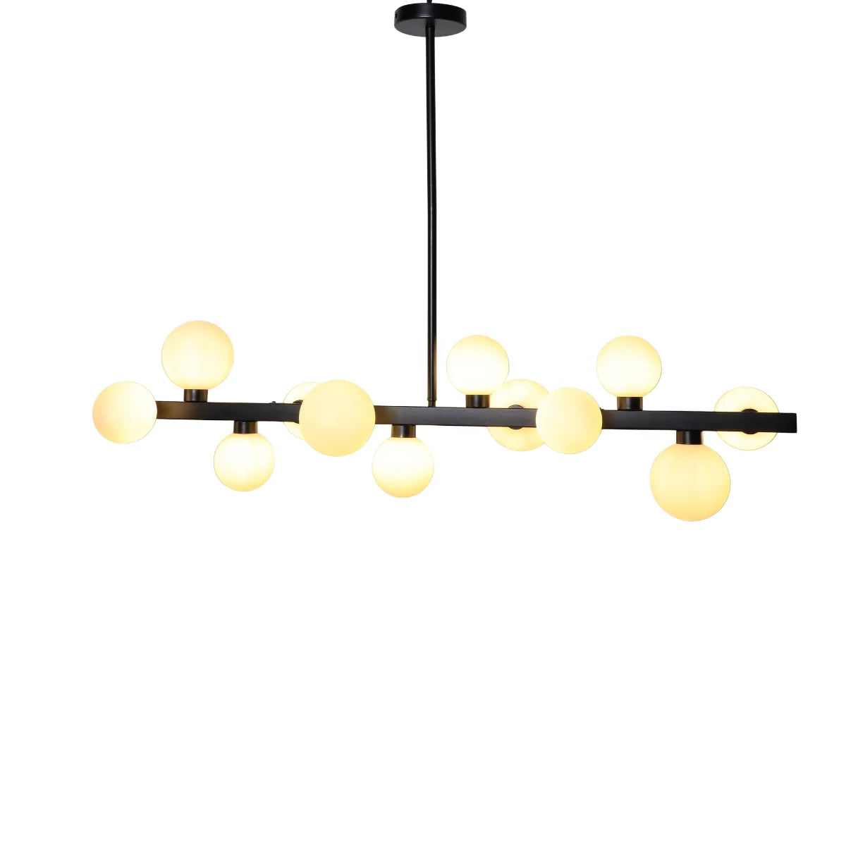 Hanglamp Skia – 12 Lichtpunten – Opaal Glas Zwart – Eettafel – afbeelding 3