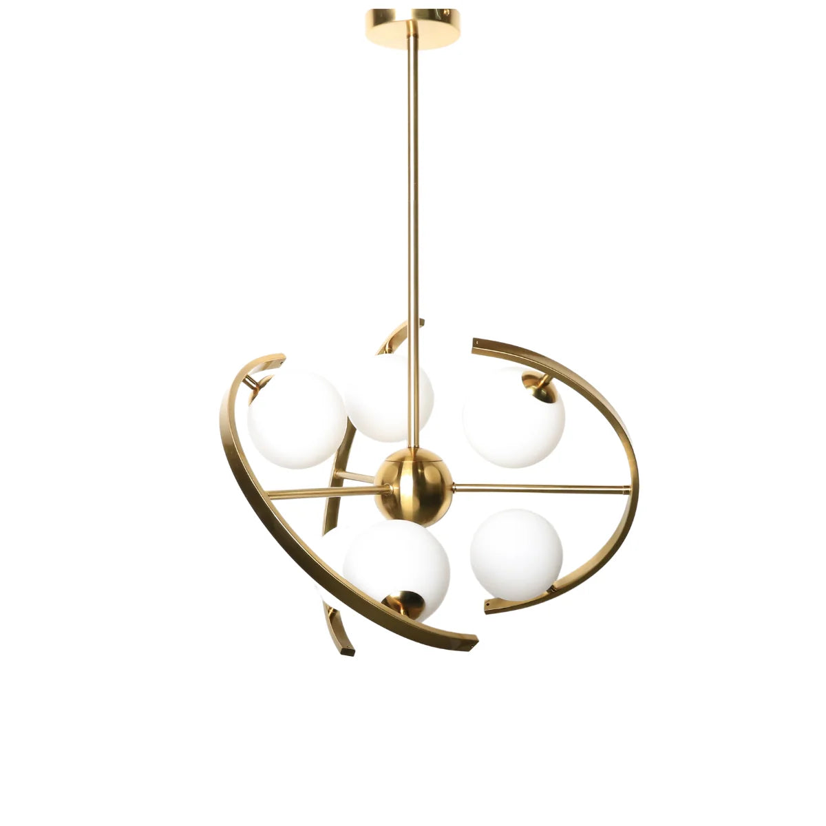 Hanglamp Skia – 6 Lichtpunten – Opaal Glas Brushed Gold – afbeelding 3