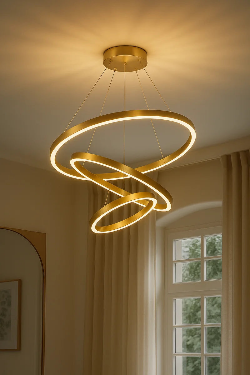 Hanglamp Valio – LED – Brushed Gold – 3 Ringen – Ø80 cm