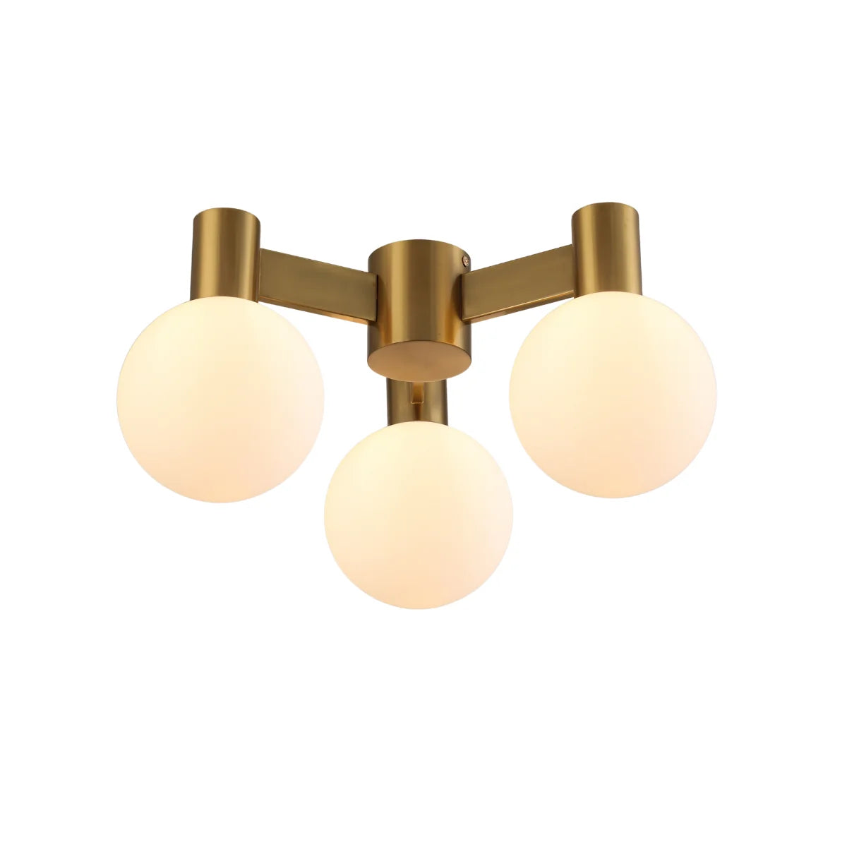 Plafondlamp Clara – Opaal Glas – Brushed Gold – Ø40 cm – 3 Lichtpunten – afbeelding 3