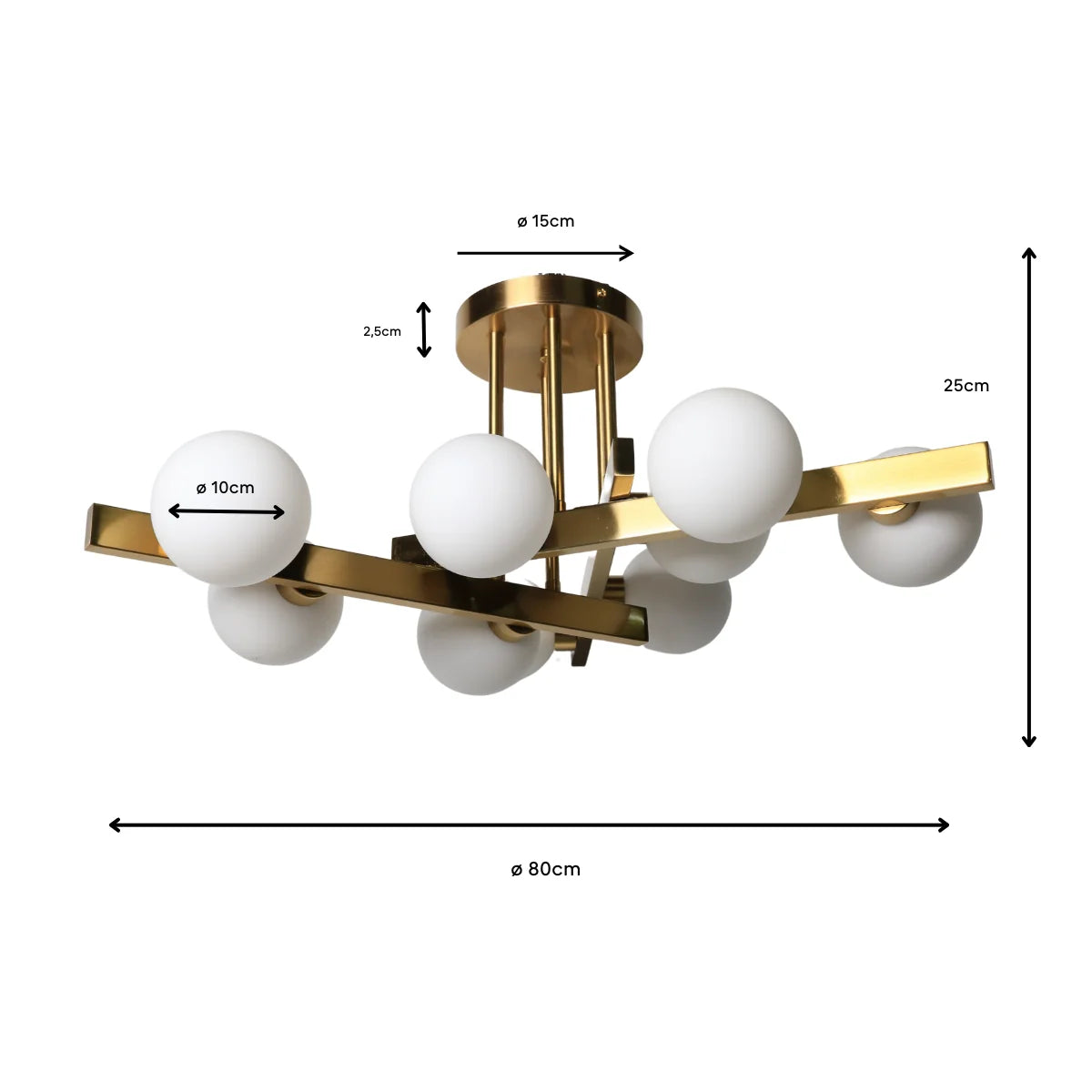 Plafondlamp Sable – Opaal Glas Zwart – 9 Lichtpunten – afbeelding 5