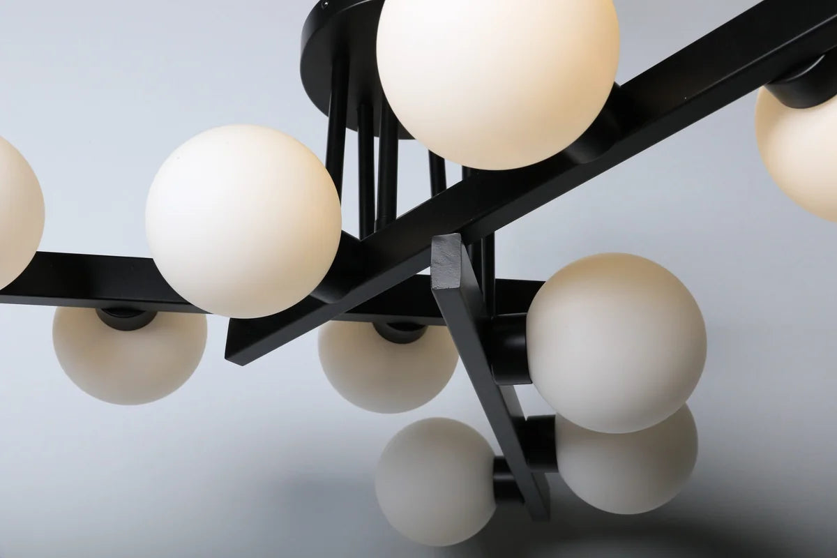 Plafondlamp Sable – Opaal Glas Zwart – 9 Lichtpunten – afbeelding 6