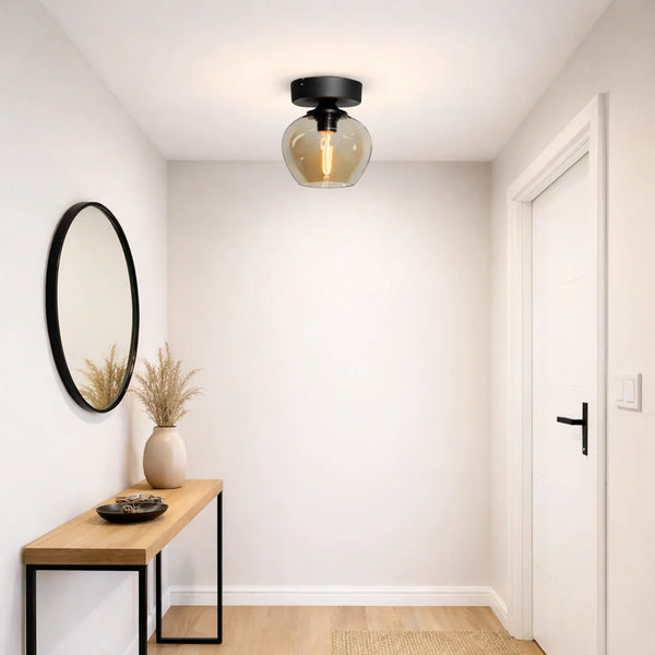 Plafondlamp Sival – Amber Glas – Ø20 cm