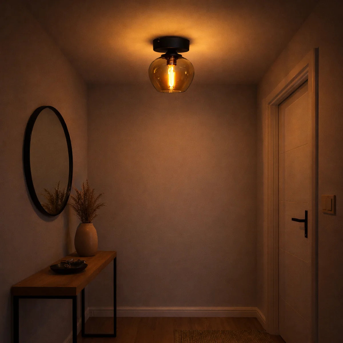 Plafondlamp Sival – Amber Glas – Ø20 cm – afbeelding 2