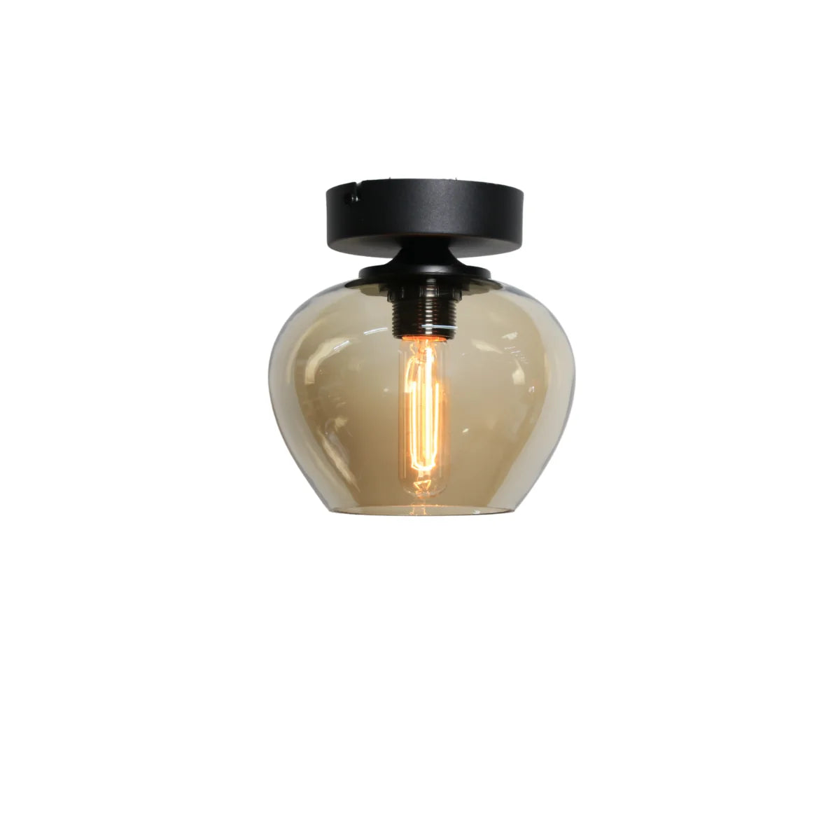 Plafondlamp Sival – Amber Glas – Ø20 cm – afbeelding 3