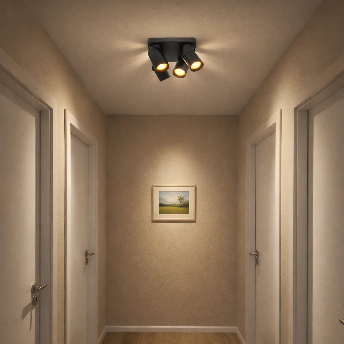 Plafondlamp Wenge – Zwart Koper – 4 Lichtpunten