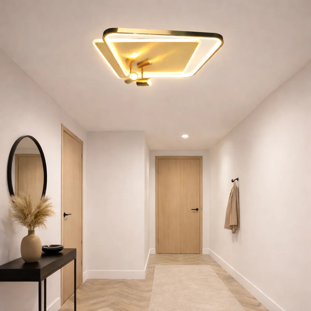 Plafondlamp Zama – LED – Brushed Gold – Vierkant – 3 Lichtpunten