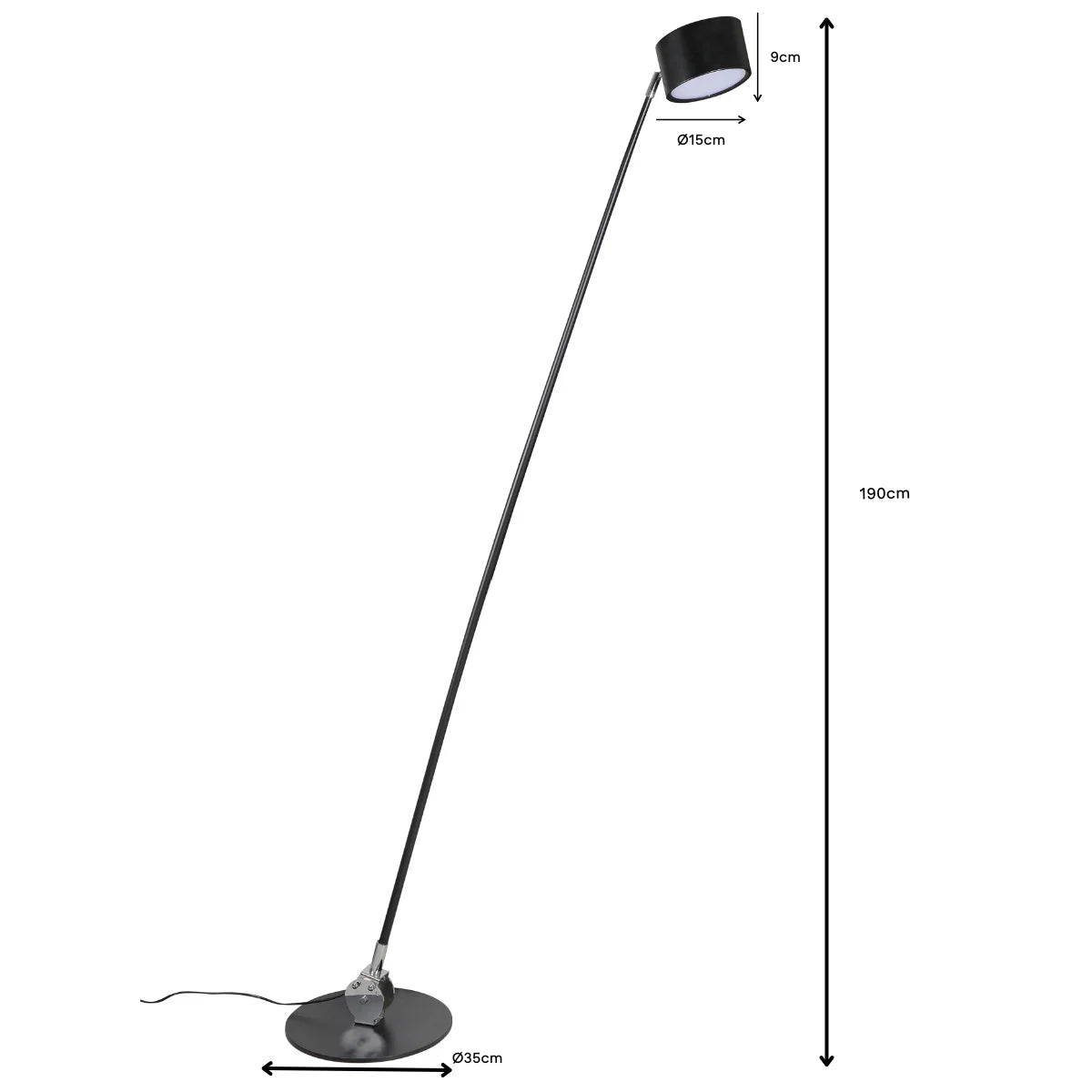 Vloerlamp Lada – Zwart – 190 cm – afbeelding 3