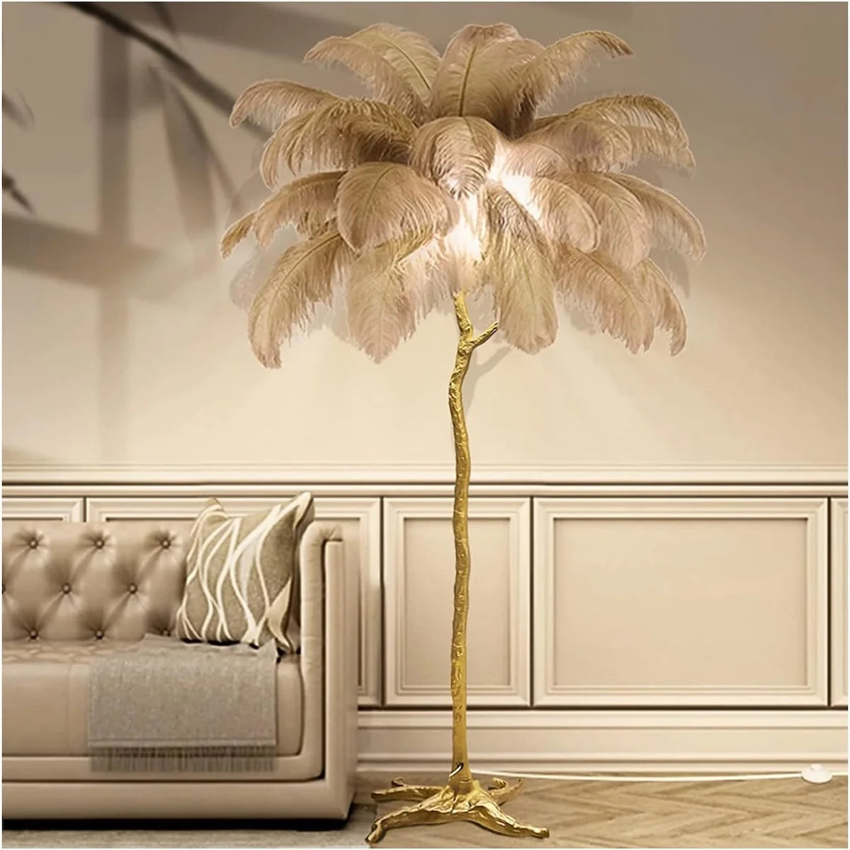 Vloerlamp Laine – Veren Bruin – Goud – 170 cm – afbeelding 3