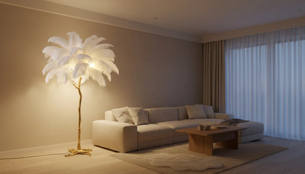 Vloerlamp Laine – Veren Wit – Goud – 170 cm