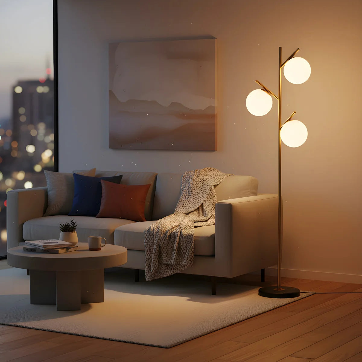 Vloerlamp Lena – Marmer – Brushed Gold – Ø30 cm – 156 cm