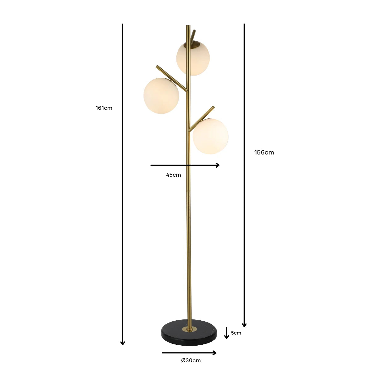 Vloerlamp Lena – Marmer – Brushed Gold – Ø30 cm – 156 cm – afbeelding 4